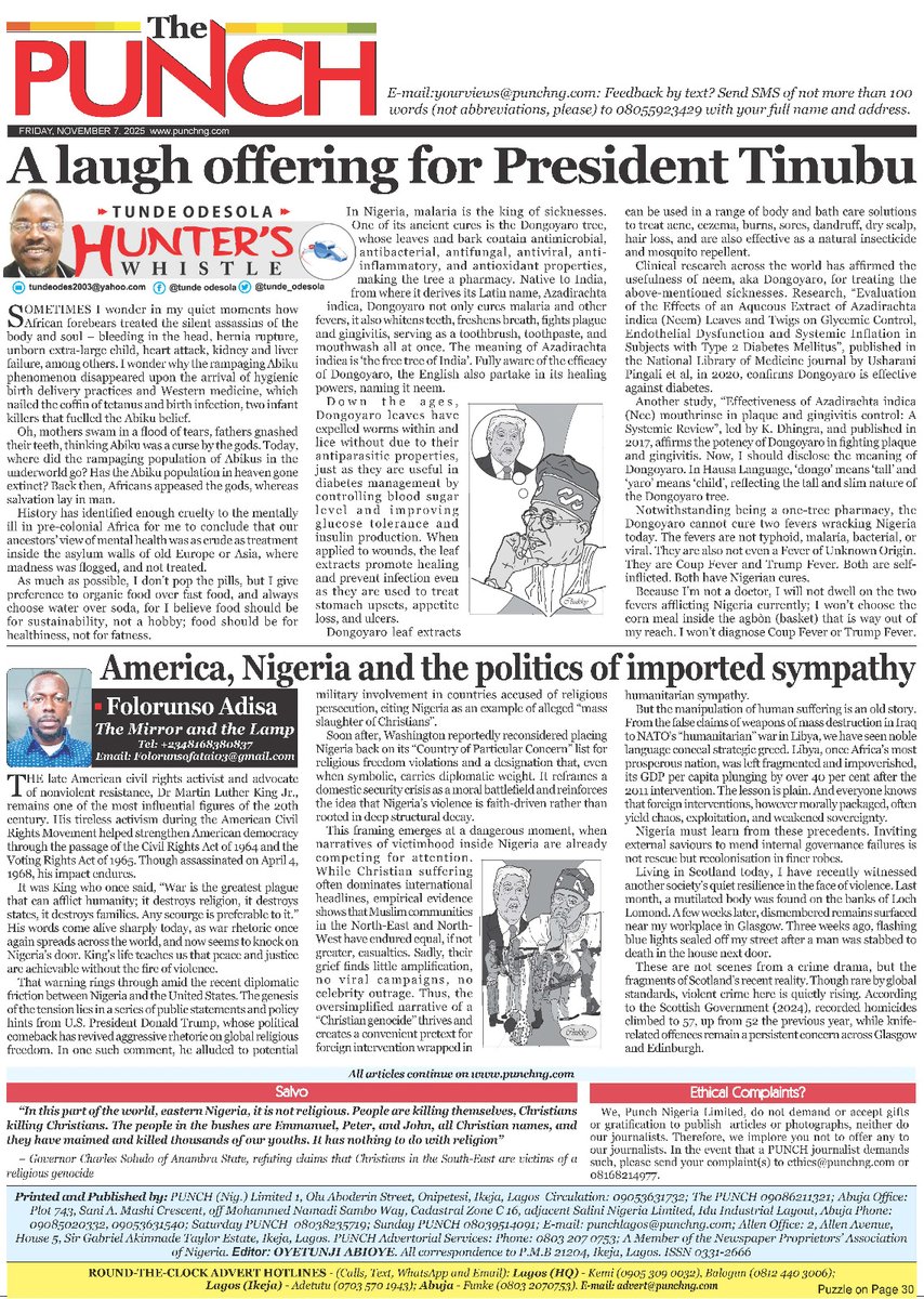 MobilePunch's tweet photo. Today's Biggest Headlines 

Here are some of the news that you shouldn’t miss this morning

1. Trump threats: Tinubu rallies foreign allies as North rejects Sharia ban

=== https://t.co/HgxoM775Ts

2. FEC okays biometric flight boarding, PH airport concession

=== https://t.co/dQ7Q0rqt6v

3. FG rolls out new plans to tackle food shortage

=== https://t.co/rnPSouv68s

4. AEDC sacks 800 workers amid power crisis

=== https://t.co/oO7KyO29tU

5. Vehicle imports slide 10% on weak consumer spending

=== https://t.co/Hm0D5ssDBK

6. Pretty Mike gets N50m bail for alleged drug offence

=== https://t.co/22YmRtn9V5

7. Newly inaugurated Tinubu campaign office demolished in Benue

=== https://t.co/qtImPwzLNg

8. Tinubu to get panel’s report on Plateau killings

=== https://t.co/Oz11BjTbv2

9. Senate sets December deadline to ban sachet alcohol

=== https://t.co/sEDtexwneB

10. Olusosun made me who I am — Osimhen

=== https://t.co/YpOADij8nT

For more updates, kindly follow our page>>> https://t.co/XHVBSaNf3J