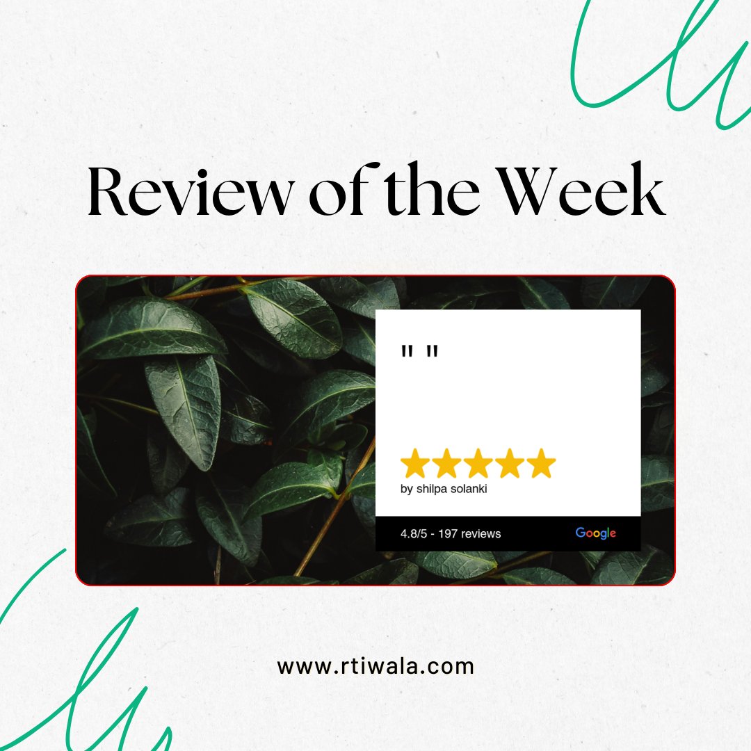 RTIwala's tweet image. 🚀 Review of the Week – #RTIwala

💜 A heartfelt thank you to Shilpa Solanki Ji for the ⭐⭐⭐⭐⭐ rating!

📞 Need help filing an RTI with any govt. office, bank, or university?

Call: +91-7999-50-6996 now!

#ReviewOfTheWeek #RTIwala #CustomerExperience #Trust #FridayFitness