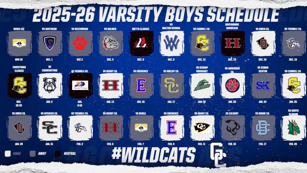 Here is the schedule for your 2025-26 ‘Cats!