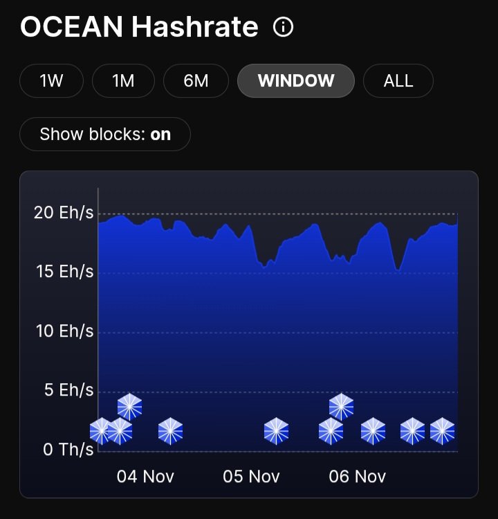 SuperTestnet's tweet image. Congratulations @ocean_mining! They hit a new all time high hashrate today -- over 20 exahash -- and put it to work by mining 10 datum blocks in the past 3.5 days.