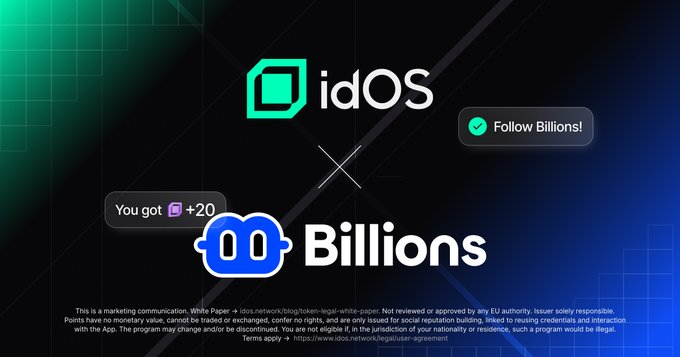 albethwestjava's tweet image. Just saw the new
@idOS_network
x
@billions_ntwk
collab and this one’s actually big!  Both teams are teaming up to shape the future of decentralized identity.  You can already do a small quest to celebrate it: &amp;gt; Follow

@billions_ntwk

on X