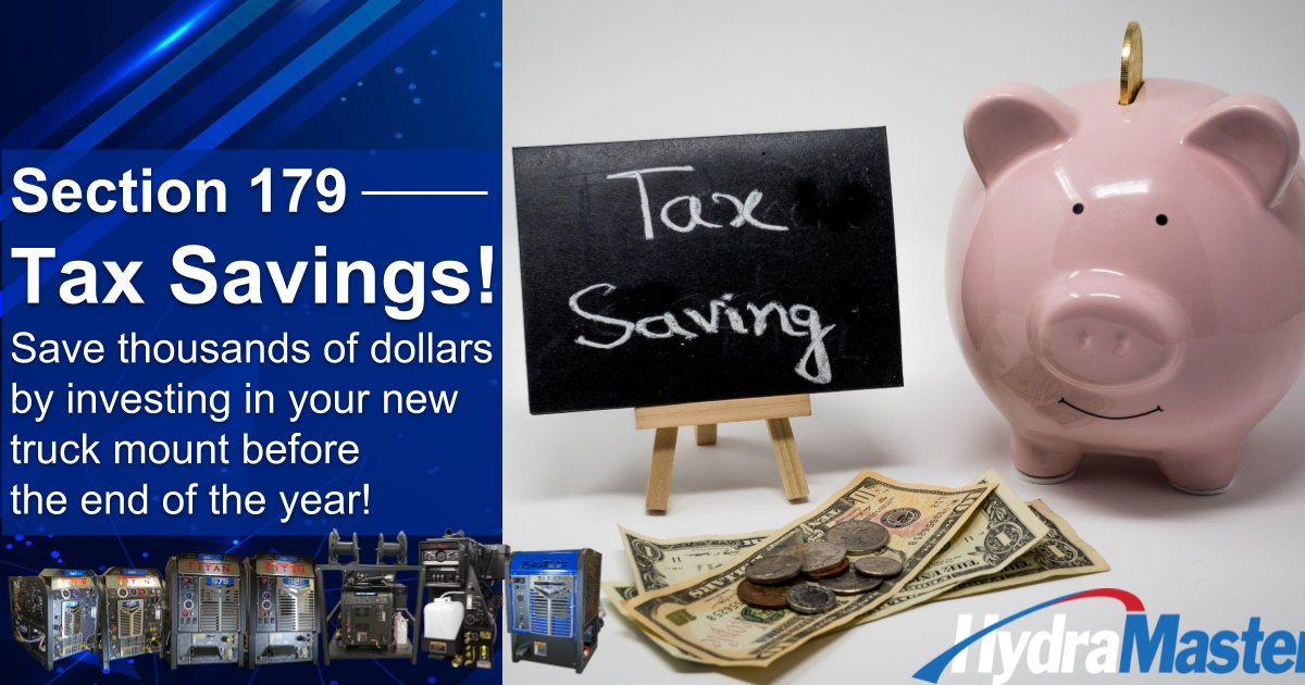 Take advantage of the accelerated depreciation deductions of Section 179 of the US Tax Code and save up to 35% of your investment! Reach out to us if you want to learn more: na2.hubs.ly/H01ZBzJ0

#hydramaster #carpetcleaning