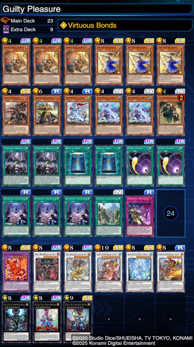 2025 November KCC Dlv. Max with swordsoul!

Didn't note down my score, all I know is that at some point I had a 15 win streak, but lost to nibiru and after that I lost like 3 more games. I like this deck a lot, I hoped it was stronger than it is.