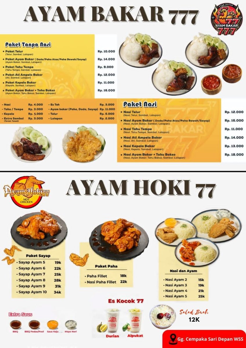 unicefess's tweet photo. [PP]

Nemu ayam bakar enak di cempaka ness, bumbunya kerasa bgt, sambelnya jg nampol, cm 16rb uda free tempe tahu sm es teh. mam di tempat bisa refill nasi sm es teh sepuasnya, bisa deliv jg. namanya ayambakar777 lokasinya di pelataran warung steak cempaka
https://t.co/vvYhtY59PM https://t.co/6ME423QHXY