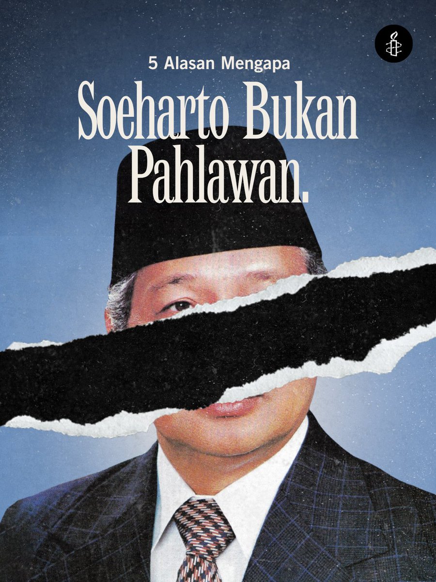 amnestyindo's tweet image. Jelang Hari Pahlawan 10 November mendatang, Soeharto dikabarkan termasuk dalam 24 nama yang menjadi prioritas mendapat gelar pahlawan nasional.

Simak #TheRightsFacts: 5 Alasan Mengapa Soeharto Bukan Pahlawan.