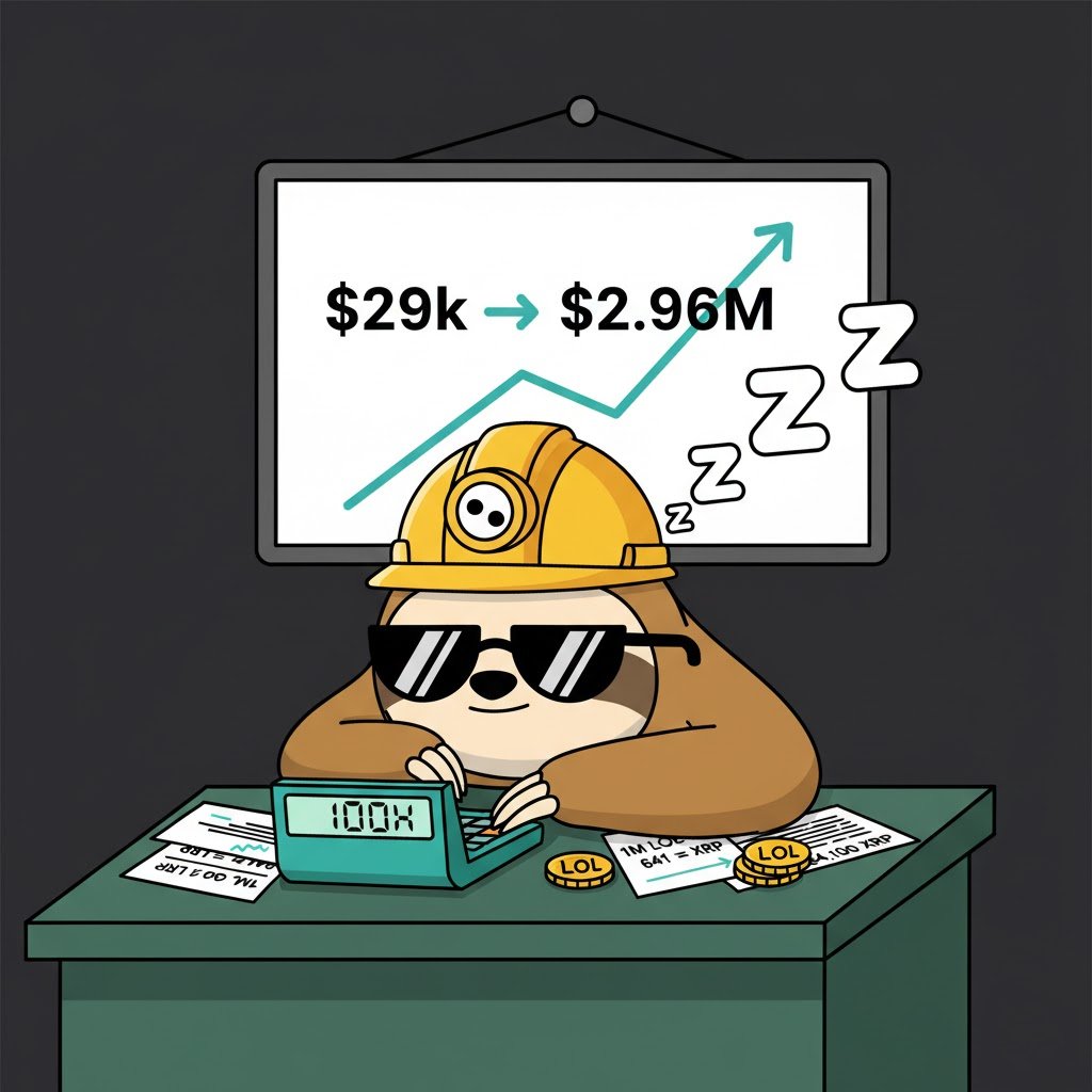 let me do some math before my nap...

1M $LOL tokens = 641 XRP right now

market cap? only $29k... most meme tokens are at $2M+

if we do a casual 100x (still tiny at $2.96M)... that same 1M LOL = 64,100 XRP

you're still early to the laziest opportunity on XRPL

anyway...