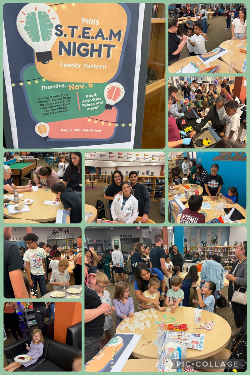 CTrails_ES's tweet image. Full STEAM ahead at PH Literacy Night. Thank you to Mrs. Rico and feeder librarians for putting together a family fun event! #CTEHeartAtWork❤️🌵 #WeLeadTX #TeamSISD