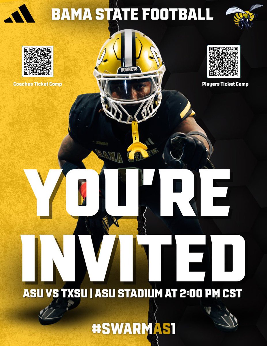 Thank you <a href="/BamaStateFB/">Alabama State Football</a> for the game invite