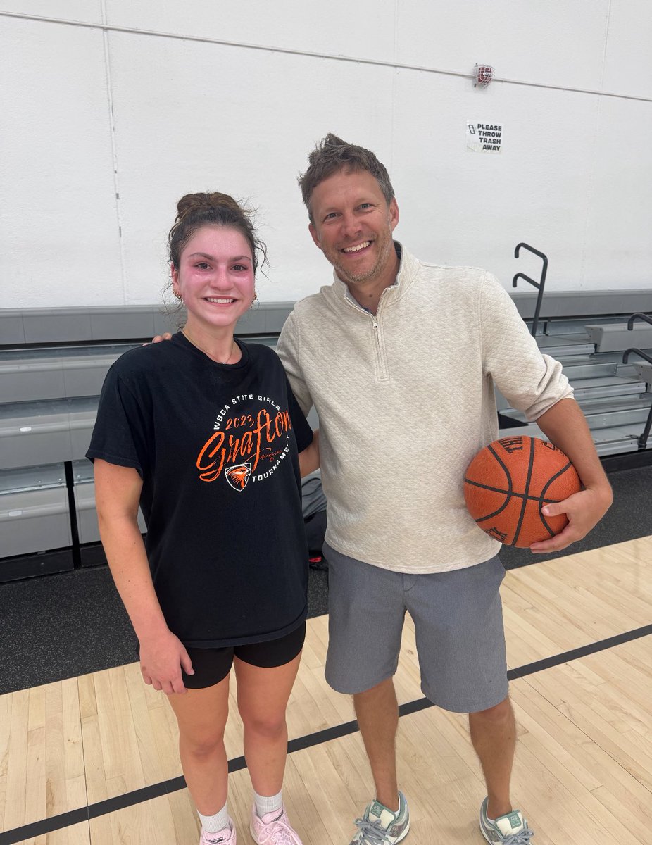 Thanks to <a href="/DienerTravis/">Travis Diener</a> for getting <a href="/MelanieMorgan04/">Melanie Morgan</a> ready for the <a href="/Grafton6thwoman/">GHS Girls Basketball</a> hoops season!  Hopefully she got some of that Marquette magic! 😊 #wearemarquette