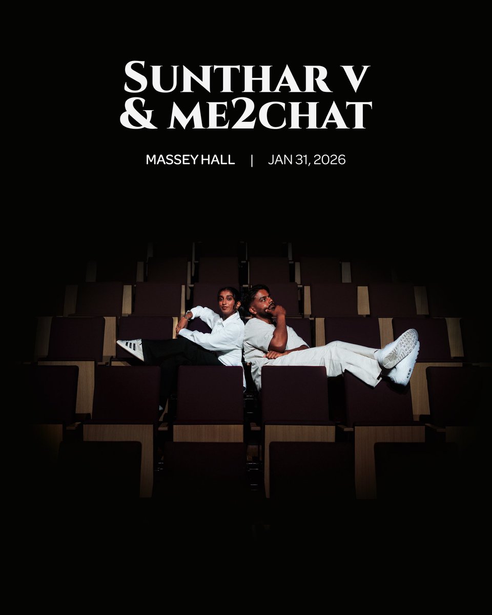 chummasiri's tweet photo. Bringing Tamil Comedy made in Canada to one of the country’s most iconic stages. Betting on the community to pull up to Massey Hall Jan 31, 2026. ❤️💛🍁#SuntharV #Me2chat https://t.co/548UGVAbNS
