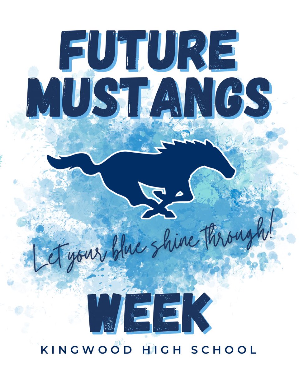 HumbleISD_KHS's tweet photo. Thank you to the students and staff who joined the fun for Future Mustangs Week. We are so proud of our Mustangs - alumni, current, and future - for contributing to a strong school community and EXCELLENCE in all that we do. Tomorrow, wear blue…LET YOUR BLUE SHINE THROUGH! 💙 https://t.co/NxkoaEozns