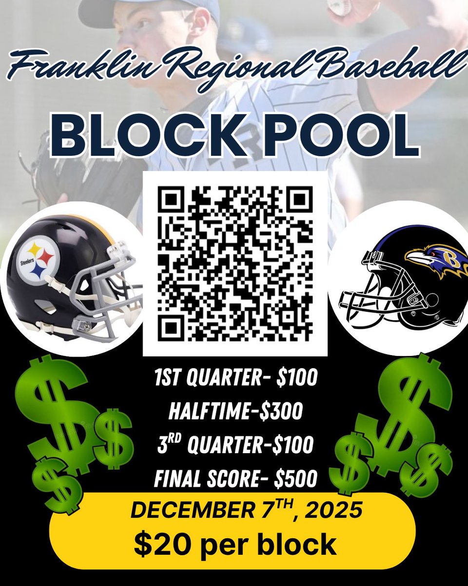 _FRBaseball's tweet image. Fundraising opportunity below!! Scan the QR code or copy and paste the link. Blocks will sell fast....Don't wait!!

zeffy.com/en-US/ticketin…