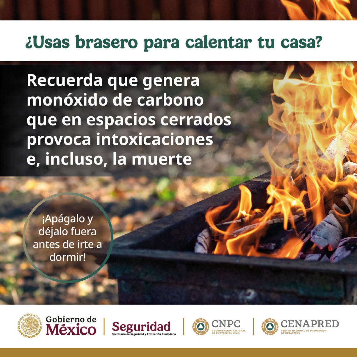 ❄️En esta temporada de #frío, sigue estas recomendaciones y evita intoxicaciones. 🤕