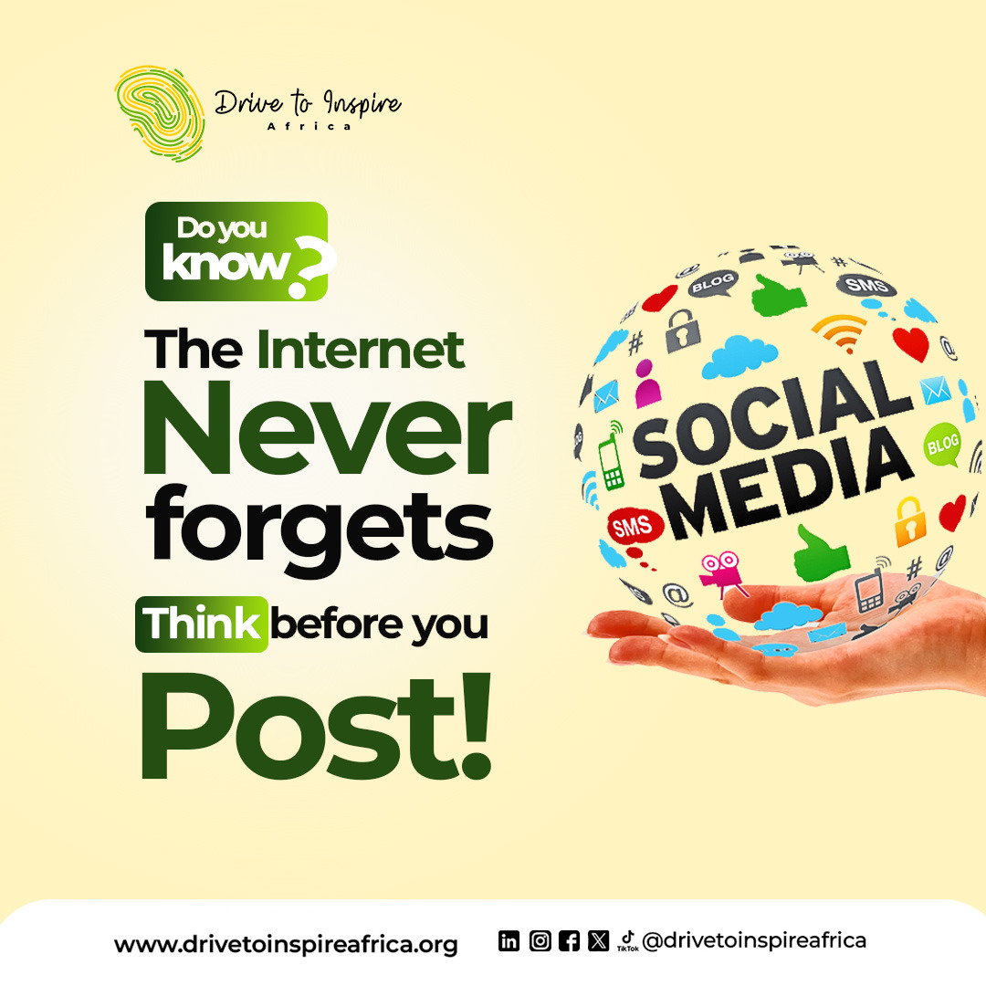 drivetoinspire_'s tweet image. Pause before you post.

The choices you make online today can shape the opportunities you get tomorrow.

Your digital footprint tells your story, make it one you’ll be proud of.

#DrivetoInspireAfrica #DigitalTip #DigitalResponsibility #YouthEmpowerment