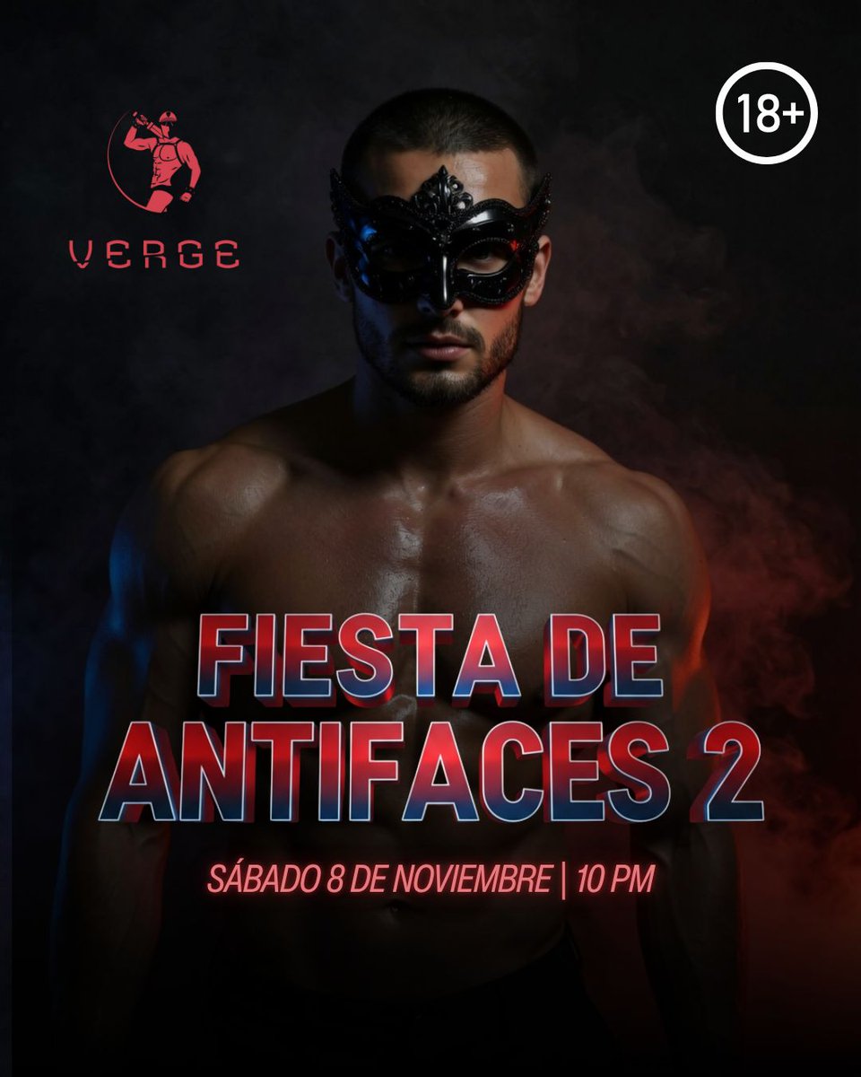 🏳️‍🌈 Ya es este sábado 

😈 ¡La fiesta más morbosa y misteriosa está de vuelta!

🎭 Fiesta de Antifaces 2 el Sábado 8 de Noviembre en <a href="/verge_cdmx/">VERGE</a>

🙌 Trae tu antifaz favorito o damos uno en la entrada

🔞 Solo hombres mayores de edad

⚠️ ¡Asegura tu boleto!
eventbrite.com/e/2a-gran-fies…