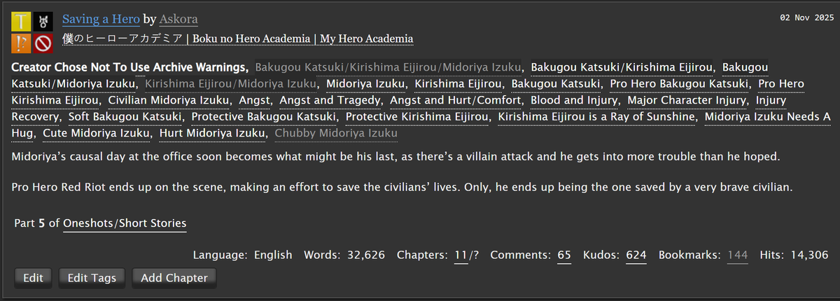 _Askora_'s tweet photo. Some recently updated fics since I was sick!
Couldn't do much than write

Saving a Hero (KrBkDk, PH KrBk, Tall Chubby Dk)

The One Time the Past Doesn't Repeat Itself (BkDk, A! Bkg, Chubby O! Dk)

Injuries and Bunnies (KrBkDk, A! KrBk, Chubby O! Dk) https://t.co/8QgYi4a7QS