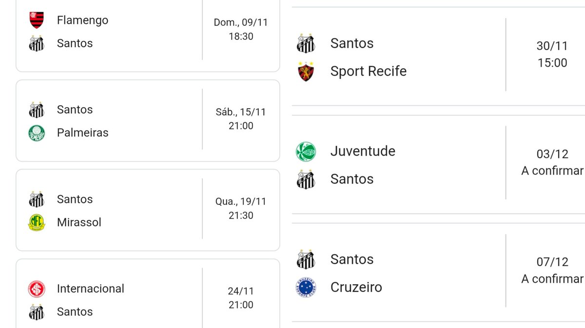Esses são os 7 jogos que faltam pro Santão da Massa... 👀👀👀
