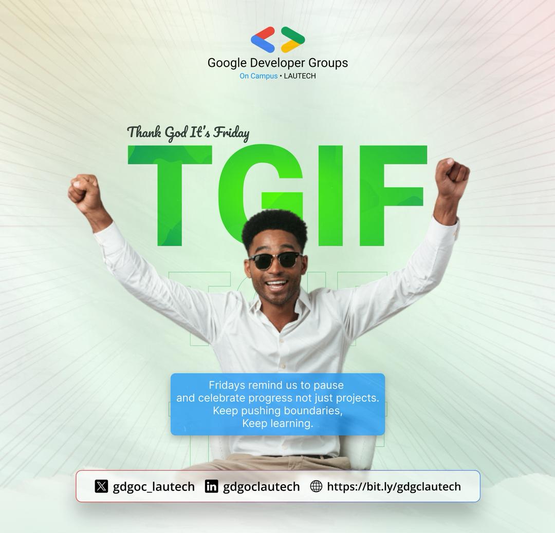 gdgoc_lautech's tweet image. You made it through the week! 

Rest, recharge, and get ready to create something amazing next week.🫡
