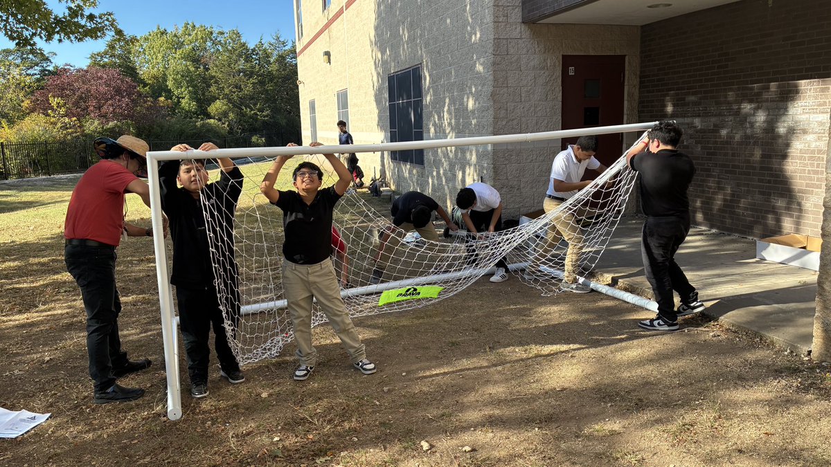 Building goals — literally! 😂⚽ 
Mr. Reyna and his 5th grade handymen worked together this afternoon putting together the new soccer goal! Bethune Soccer Team L O A D I N G… 🔄 #Region4SayNoMore <a href="/ReynaDISD/">Francisco Reyna</a> <a href="/EDAmaya04/">Amaya</a>