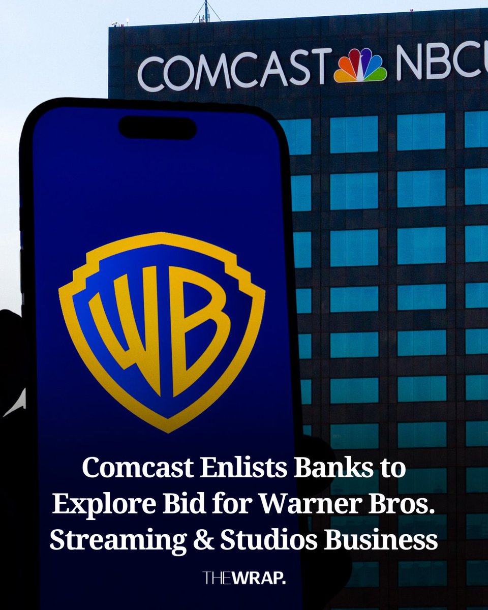 TheWrap's tweet image. #Comcast is exploring a potential bid for Warner Bros. Discovery’s studio &amp;amp; streaming business, TheWrap has learned, and the media giant has enlisted Goldman Sachs and Morgan Stanley as financial advisers in the effort.

Read more: bit.ly/47ROEpY

📸 Myung J. Chun / Los