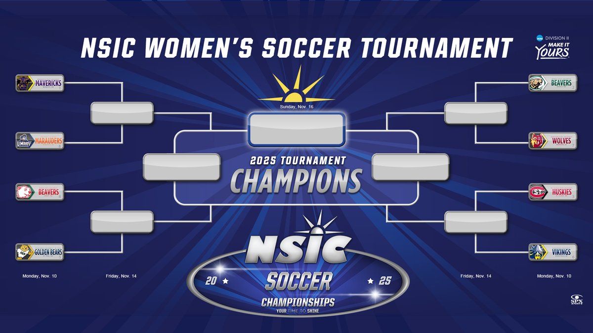#NSICSoc Tournament Bracket Announced

#YourTimeToShine 

More info at NorthernSun.org/NSICSoc
