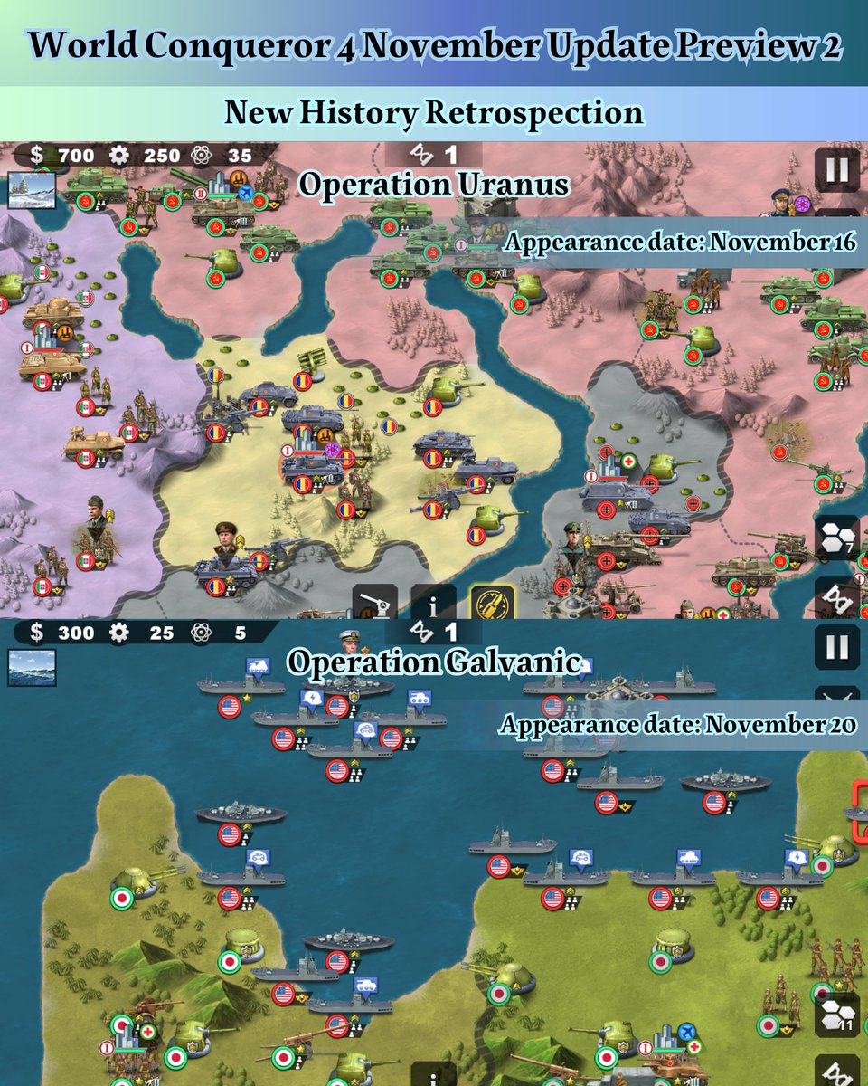 easytech_game's tweet image. World Conqueror 4 November Update Preview 2
【New Trainable Generals】
Zhukov, Eisenhower
*Purchasing Zhukov, Eisenhower, Manstein, and Marshall will grant an additional 2 Scepters; players who have already purchased these generals will automatically receive the Scepters from the…