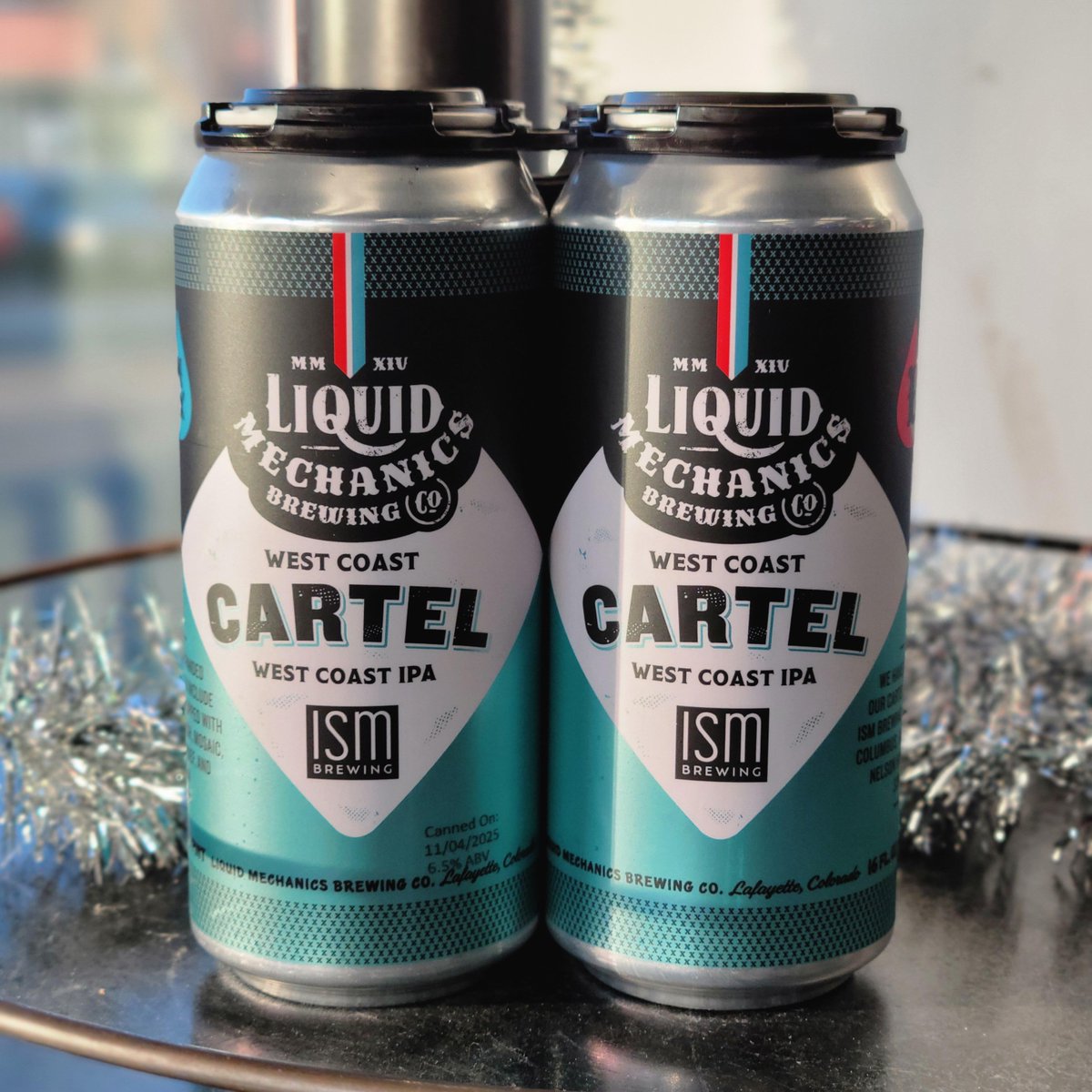 HighlandsWine's tweet photo. It’s back baby. West Coast Cartel has returned from @liquidmechanicsbrewing  and @ismbrewing . Crisp bold and full of that classic IPA bite. Get it while it lasts.
#WestCoastIPA #CraftBeer #BeerRelease #ColoradoBeer #DrinkLocal https://t.co/PTpNRDZzp4