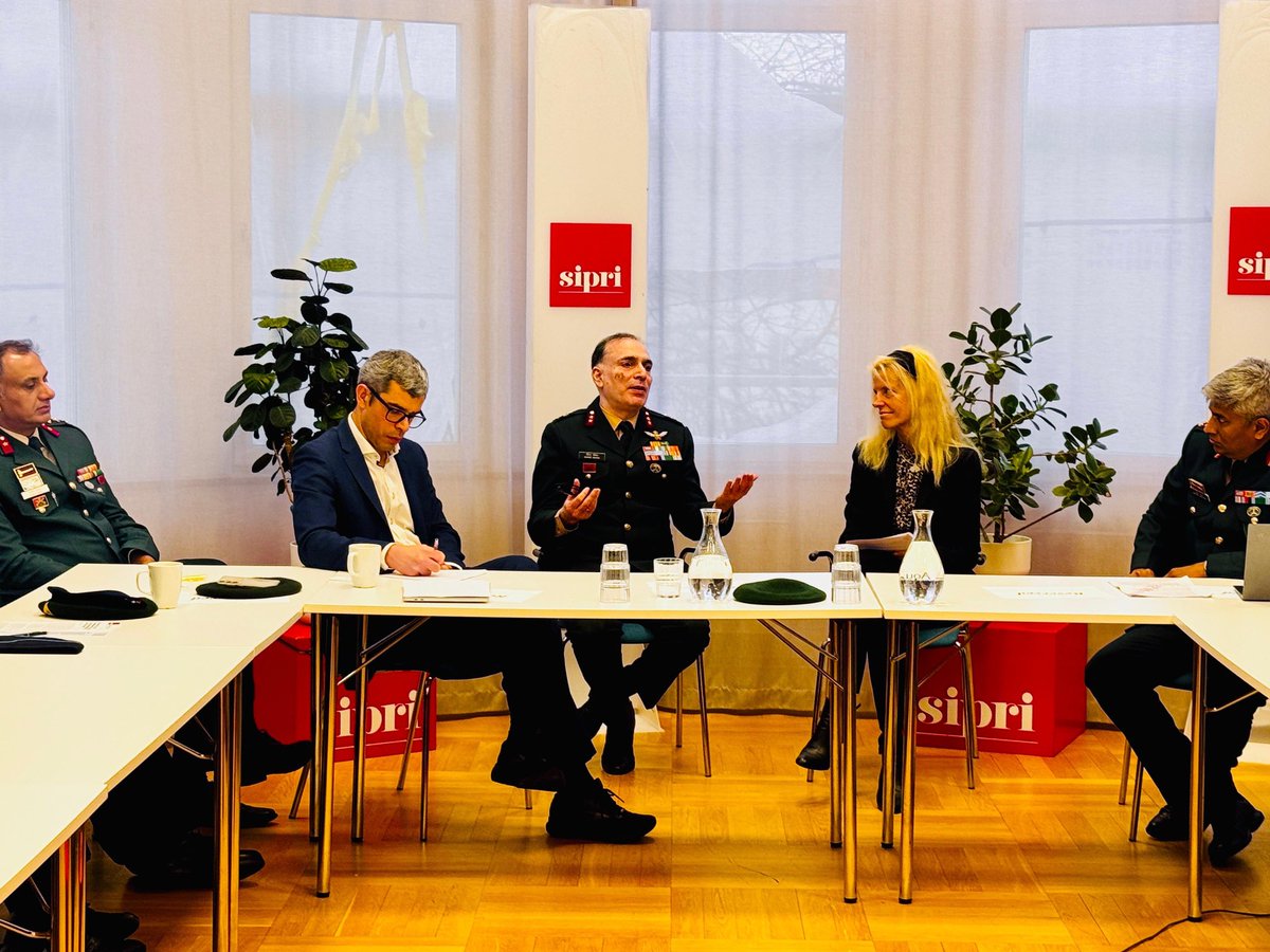 ia_awc's tweet image. Delegation from HC COURSE #AWC, India engages with @SIPRIorg, Stockholm, Sweden. Discussed geo-strategic issues. Shared insights on India&apos;s peacekeeping efforts, including #OperationSindoor. Valuable exchange on international security &amp;amp; cooperation #IndiaSweden @adgpi @artrac_ia