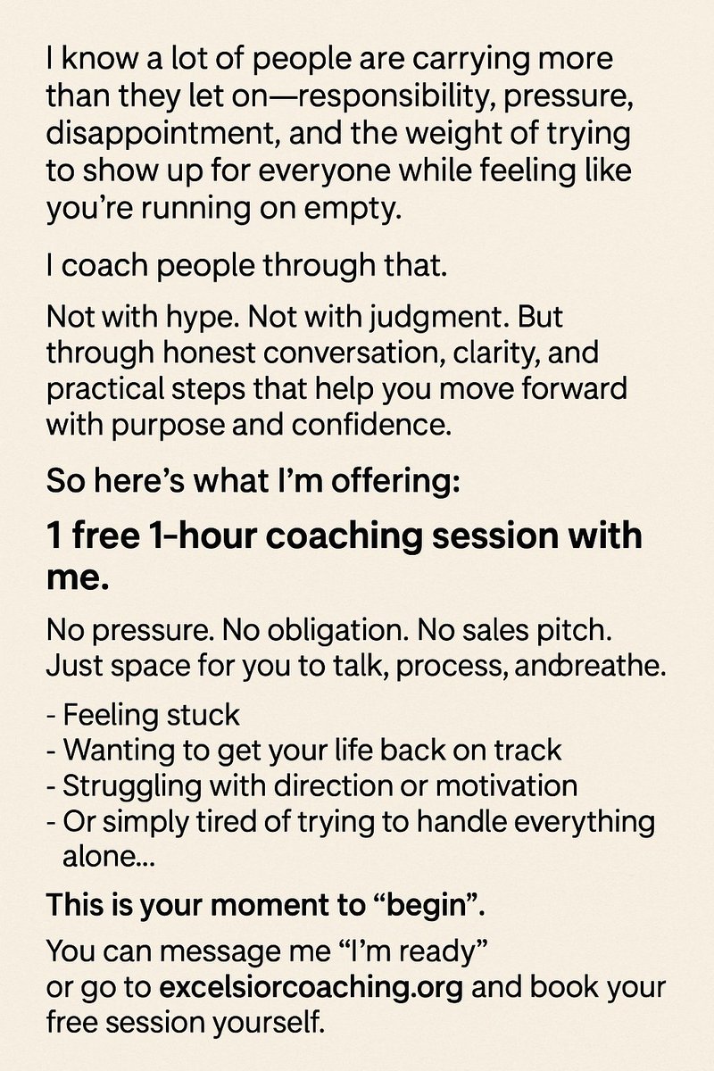 ExcelsiorCoach1's tweet image. Hey everyone,  I have an offer for you. Let&apos;s talk about it. #FreeSession #ExcelsiorCoaching