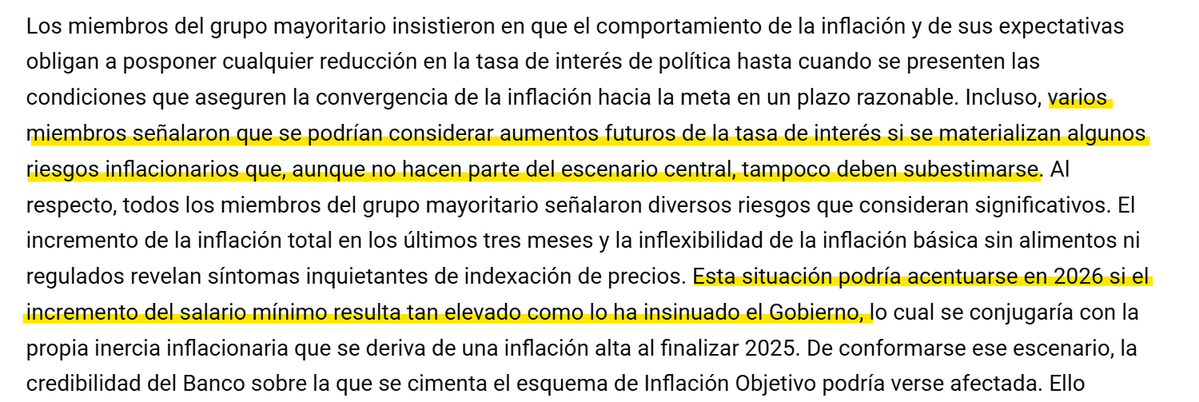 Las minutas de la junta de Octubre de <a href="/BancoRepublica/">Banco República 🇨🇴</a> salieron con una demora de casi 4 horas, y es tal vez en donde más diferencias ha habido entre las partes. 

Hay miembros que advierten que se pueden venir ALZAS de la tasa de interés si se materializan riesgos inflacionarios.