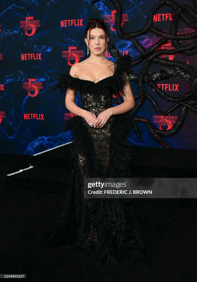Millie Bob Brown at the premiere of Stranger Things 5 #StrangerThings5