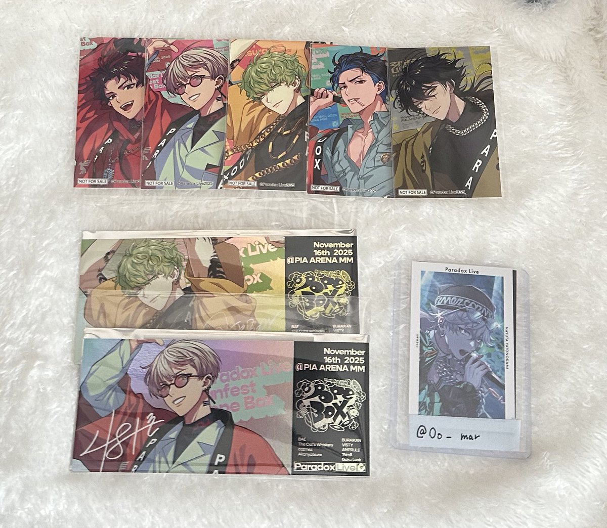 0o_mar's tweet photo. 【交換】paradox live パラライ ドプボ Dope Box  特典 チケット風ホログラムカード

【譲】

特典: アレン.夏準.北斎.憂人.晴臣
チケット風ホログラムカード: 北斎.夏準

【求】
特典.チケット風ホログラムカード:那由汰.珂波汰

↓ https://t.co/ZrX9KvUikG
