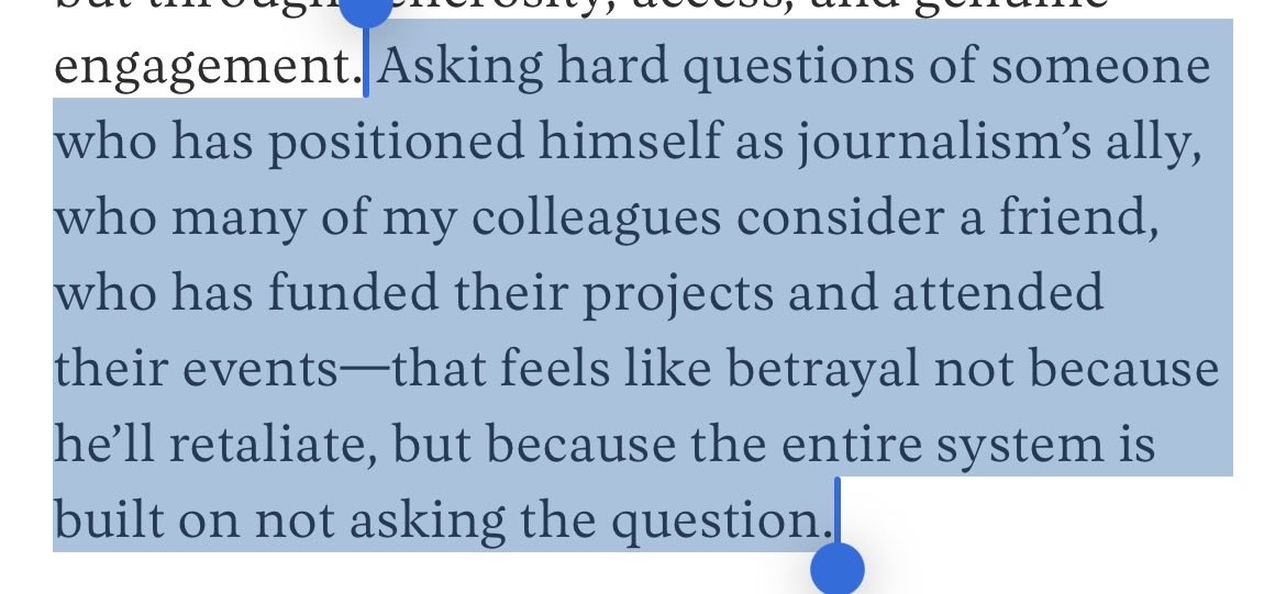 jason_kint's tweet photo. Wow wow... At a time where we yearn for journalists holding power to account, asking the tough questions, this is the most impressive I’ve seen in years. And the power here is Google. You never see consequential tech executives get interviewed like this. For the reason below. /1 https://t.co/OTcKRonHJD