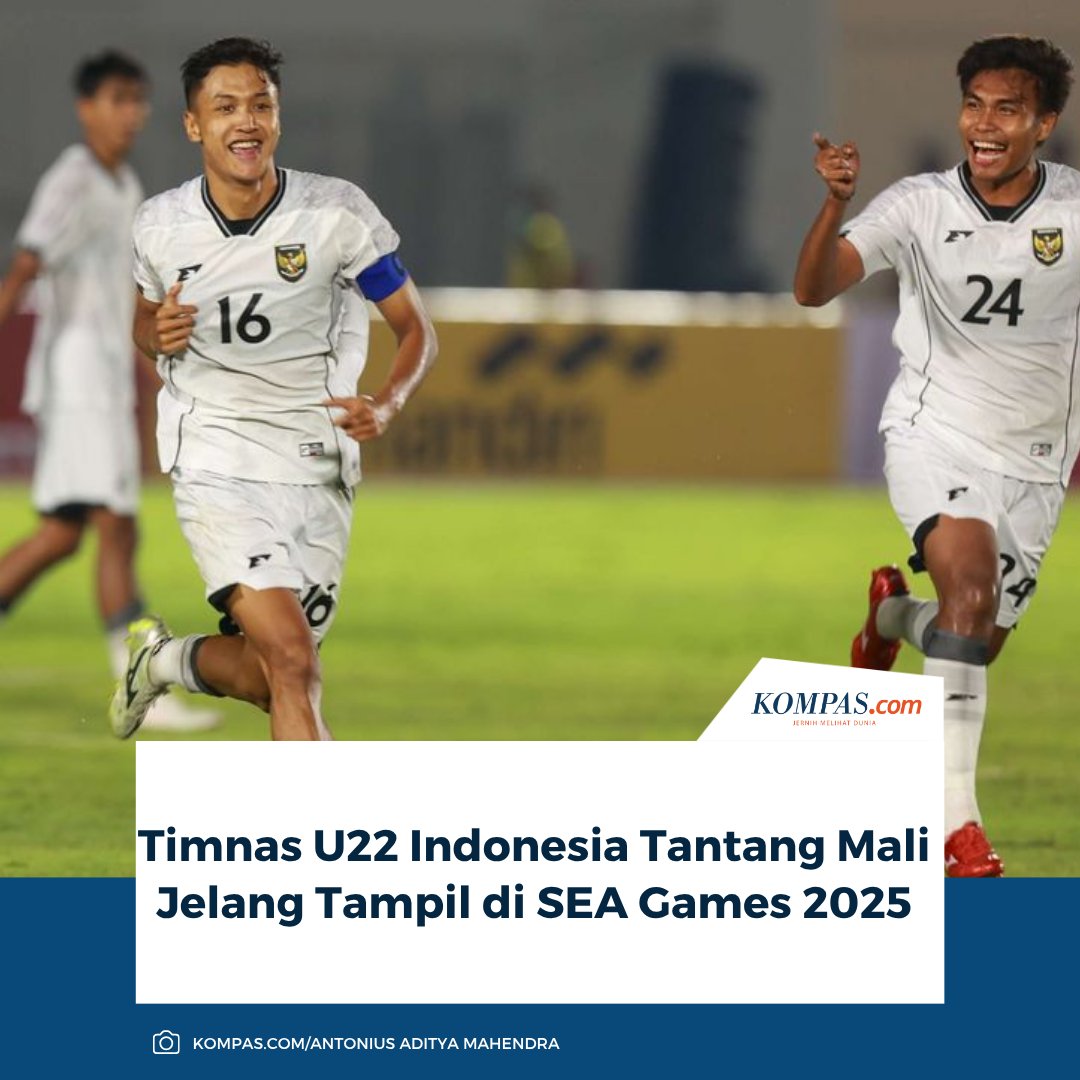 sportskompascom's tweet photo. Timnas U22 Indonesia akan bertanding melawan Mali dalam rangkaian uji coba internasional jelang SEA Games 2025. Laga Timnas U22 Indonesia vs Mali dijadwalkan berlangsung pada tanggal 15 dan 18 November 2025.

Baca selengkapnya: https://t.co/dAyZTjcuWC 

~RS  #TimnasU22 #Mali #SEAGames