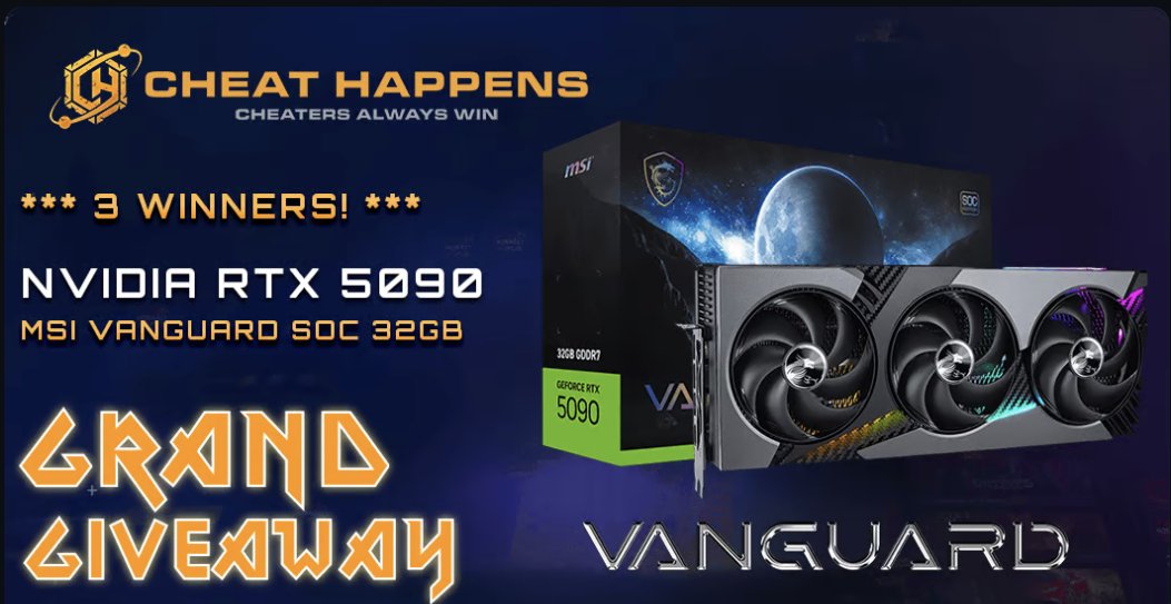 cheathappens's tweet image. Win a MSI VANGUARD RTX 5090 or get $ in your PayPal.
Three winners. Global shipping. No strings attached.
🚨 Ends soon! Winners revealed Nov 15–16.

🎁 Enter here: cheathappens.com/gleamio24.asp 
#CheatHappens #GamingPC #RTX5090 #Giveaway