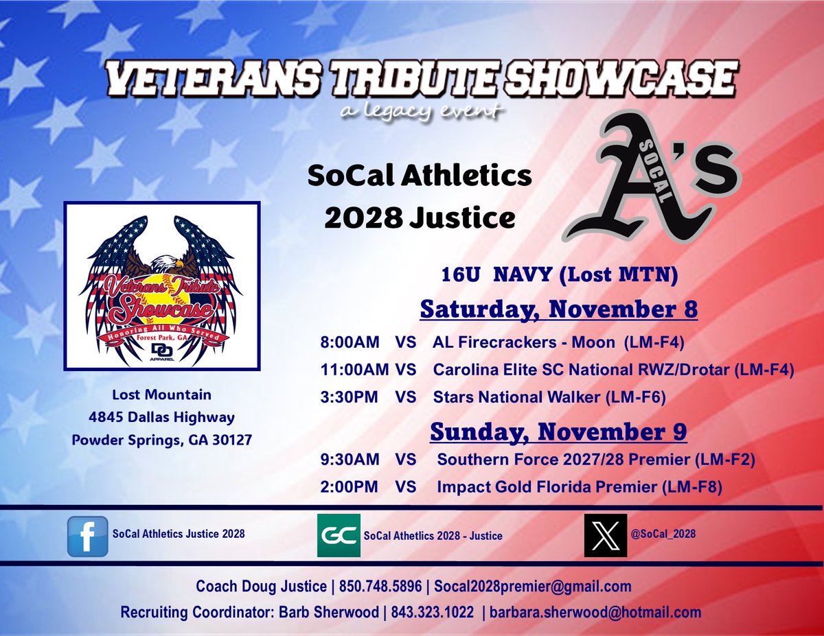 Back at it again this weekend in 📍 Marietta, Georgia. Come stop by and give us a look. 👀👀 <a href="/BSherSB/">Barb Sherwood</a> <a href="/SoCal_2028/">So Cal Athletics 2028 Justice</a> <a href="/ExtraInningSB/">EXTRA INNING SOFTBALL</a> <a href="/los_stuff/">Carlos Arias</a> <a href="/BrenttEads/">Brentt Eads</a> <a href="/LegacyLegendsS1/">Legacy & Legends Softball</a> <a href="/Softball_Home/">Softball Home🥎</a>