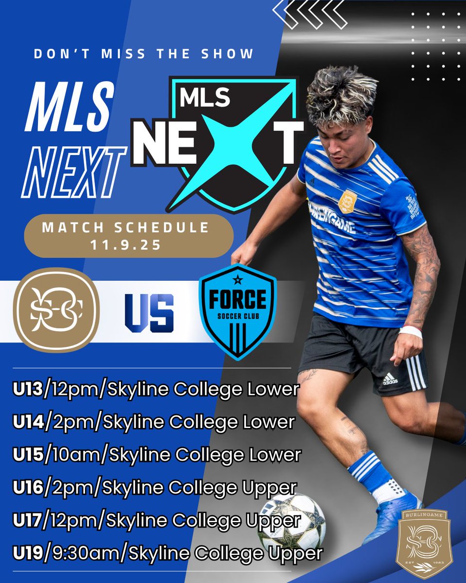 BgameSoccerClub's tweet photo. Come out and support our MLS NEXT Teams on Sunday as they take on De Anza Force at home! 
@MLSNEXT @CalNorthSoccer https://t.co/Zfwcgl2oQB