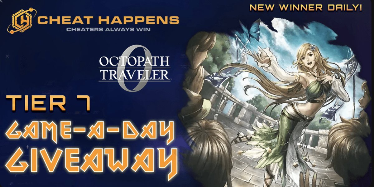 cheathappens's tweet image. TIER 7 EXCLUSIVE — OCTOBER GIVEAWAY
Win Octopath Traveler 0 or ANY game (existing or pre-order, up to $100) DAILY this month.
⚠️ Enter every 24 hours — entries reset each day!

🎮 Join here: cheathappens.com/giveaway112025… 
#CheatHappens #GameGiveaway #PCGaming