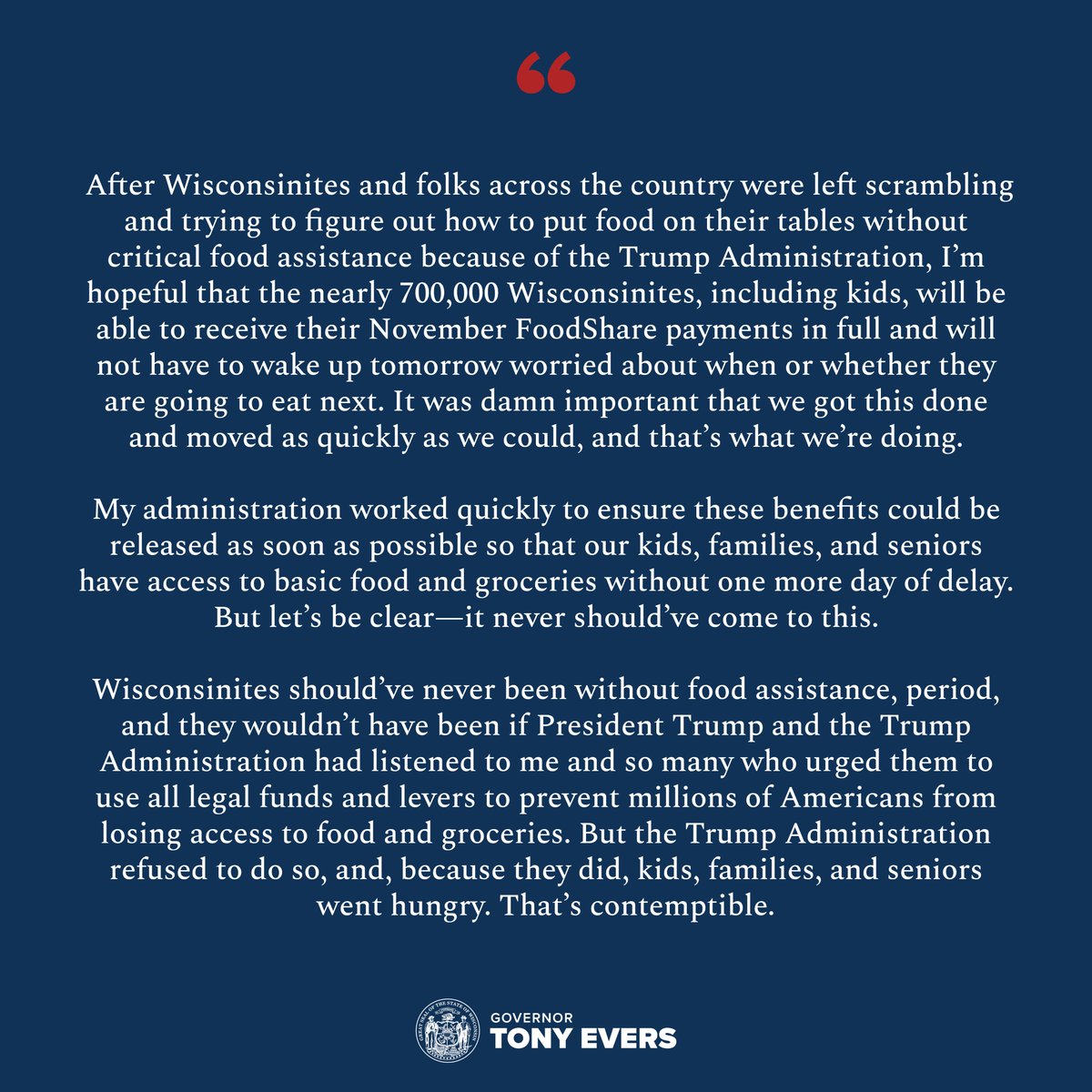 Governor Tony Evers tweet media