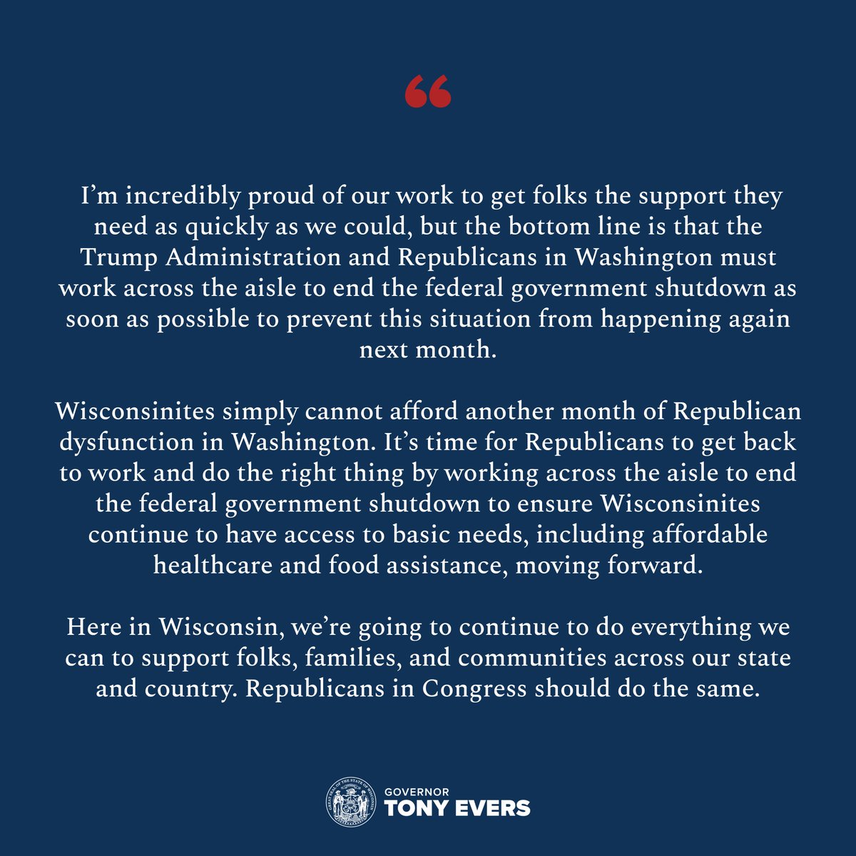 Governor Tony Evers tweet media