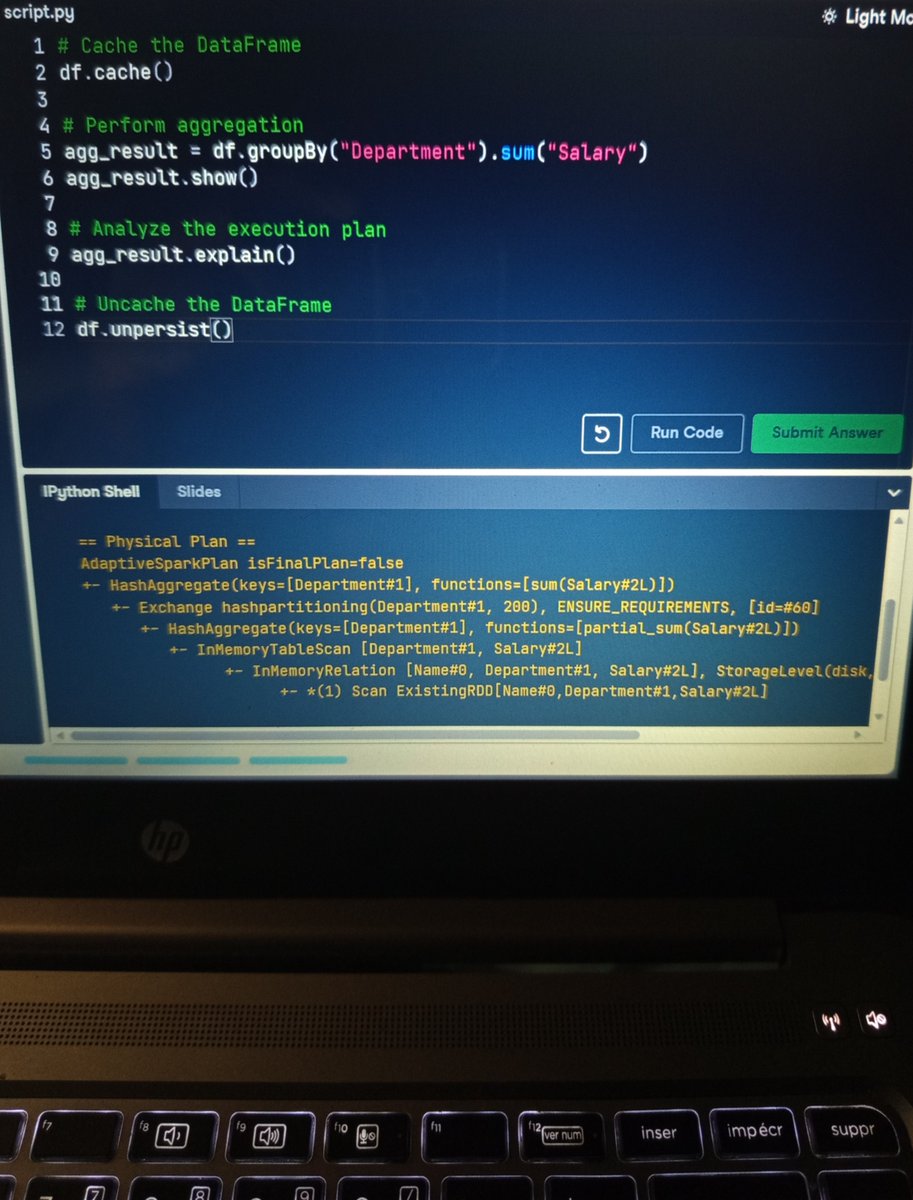 imanAdeko's tweet image. Day 46 of my #buildinginpublic journey into Data Engineering 

Learned how to combine SQL + PySpark for large-scale analytics
Created RDDs
Ran SQL queries on DataFrames
Performed complex aggregations
Used broadcasting for optimization of joins
#PySpark #SparkSQL #BigData