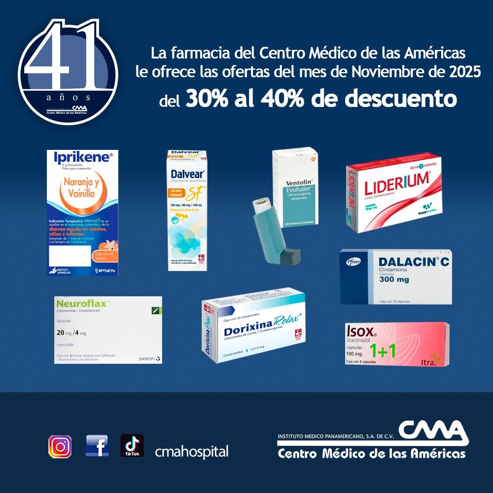 📷Renueva tu bienestar este Noviembre. Aprovecha nuestros descuentos en medicamentos y cuida de ti y los tuyos. Solo en #CMAHospital