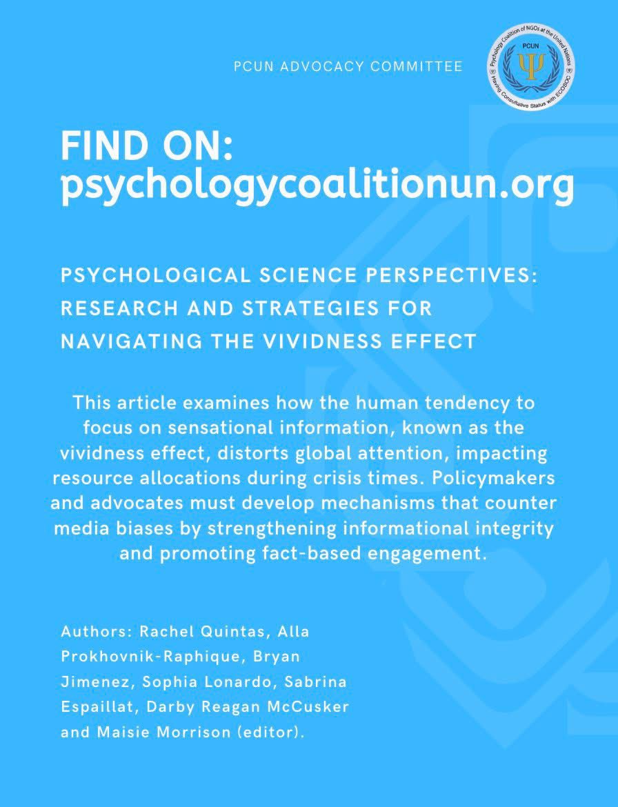 PCUN_NGOs's tweet photo. The PCUN Paper Series leverages psychological principles, science, and practice to offer timely, objective, and data-based information to the #UnitedNations and other key stakeholders about current and emerging issues facing diverse communities. Read Here: https://t.co/ZG2uZLSjSf https://t.co/ox9A6XNOcW