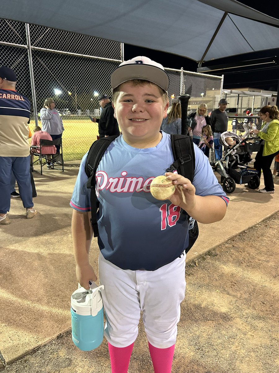 Proud of this kid! First kid pitch HR and he had 6 K’s in 2 innings in G’s of pitching!! And it was pretty awesome his team hit 4 HR’s tonight!