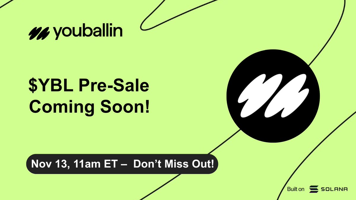 Hey Fam! 

The $YBL Pre-sale opens November 13!  

Designed for creators, fans, and brands to share real value without the middlemen. Powered by Solana.  

This is where the creator economy evolves!  Turn on notifications for launch. Ball with us! 💚 

youballin.com