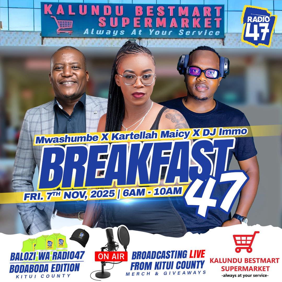 Radio47_Kenya's tweet photo. Kitui halloooo😜👋🏽 Leo tunachapia Breakfast show live from Kalundu Bestmart Supermarket Kitui🔥 Hebu tuone wale wenye wako area kwenye comment section.
Follow us on:
Facebook: https://t.co/bIgjmTRrxL
X account: @radio47_Kenya: https://t.co/cxx6yId6VZ
WhatsApp channel: https://t.co/RbPsP74Y1z
WhatsApp number: 0719 739487
Watch us live: https://t.co/YCJwEHxuk0
#HapaNdipo