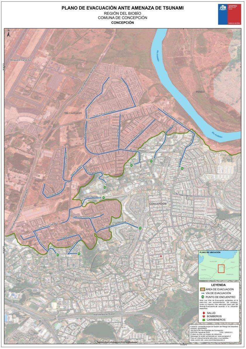 HILO 

Para este Viernes 7 de Noviembre 2025 HAY SIMULACRO DE EVACUACIÓN ANTE AMENAZA DE TSUNAMI

Esto comienza a partir de las 11 AM 

SECTOR LOMAS DE SAN SEBASTIÁN
Comuna de CONCEPCIÓN 

También en la Avenida Costanera Andalién Sur /
Tierras Coloradas / Lomas de Antilhue