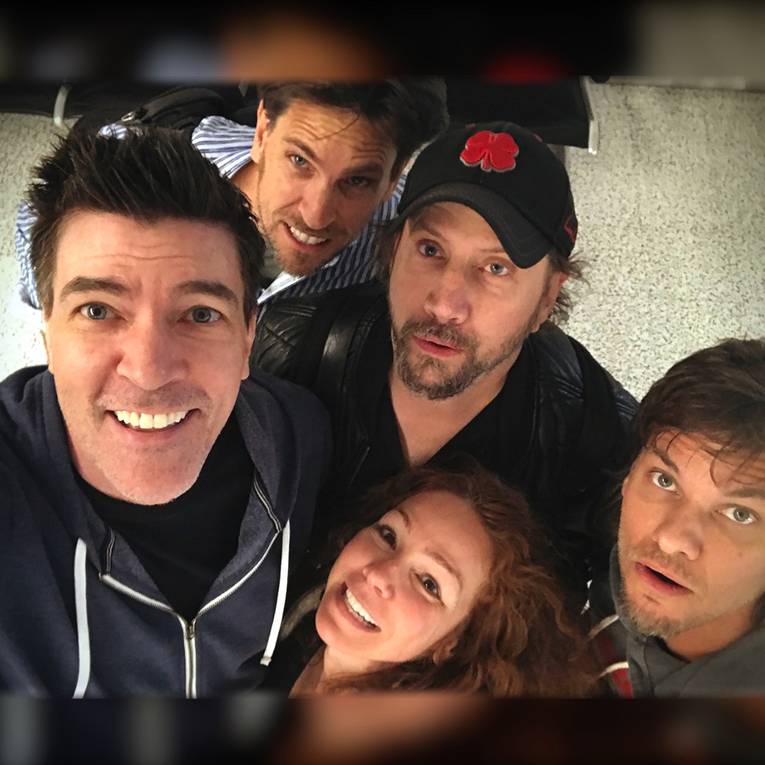 A 2018 confluence of comics from three different gigs at the LAX baggage claim. We all look like we're seeing the Coming of the Lord.