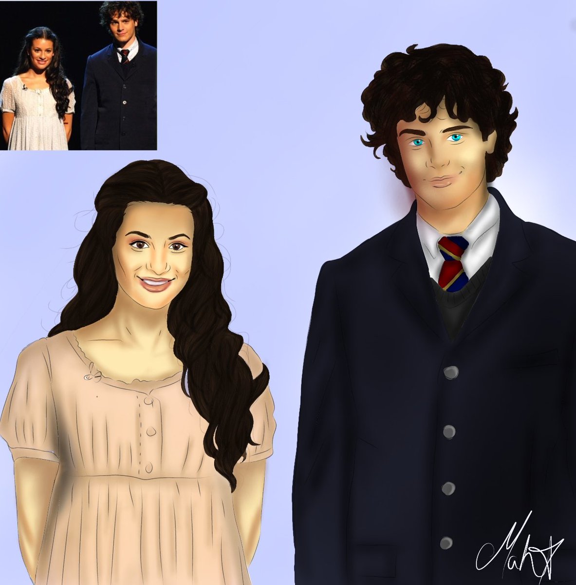 mah_fabgay's tweet image. Groffchele drawing #springawakening #glee #groffchele #leamichelle #jonathangroff