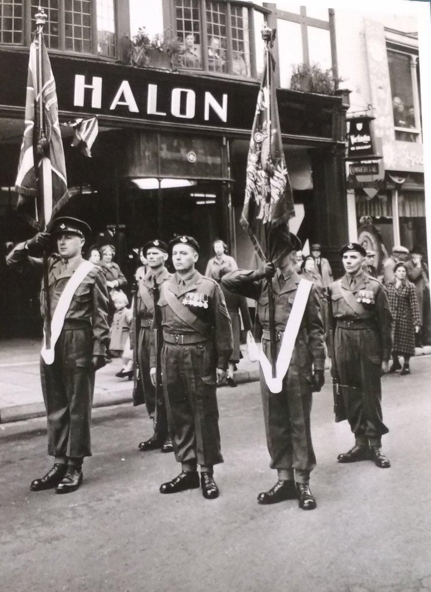 #RemembranceDay this #Sunday 

let's not ever forget 🫡 

photo is of the KSLI parade outside our shop on the high street in #Shrewsbury in 1953